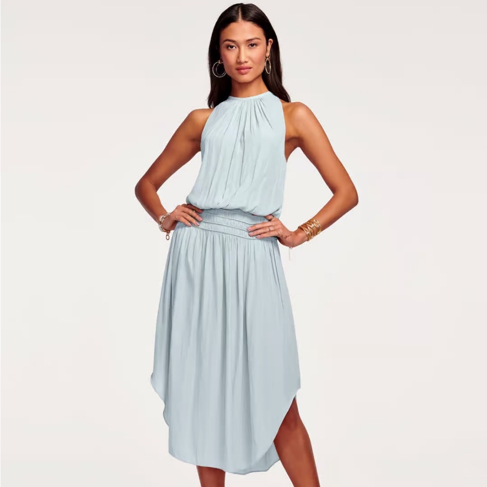 NWOT Ramy Brook Audrey Smocked Midi Dress in Mystic Blue